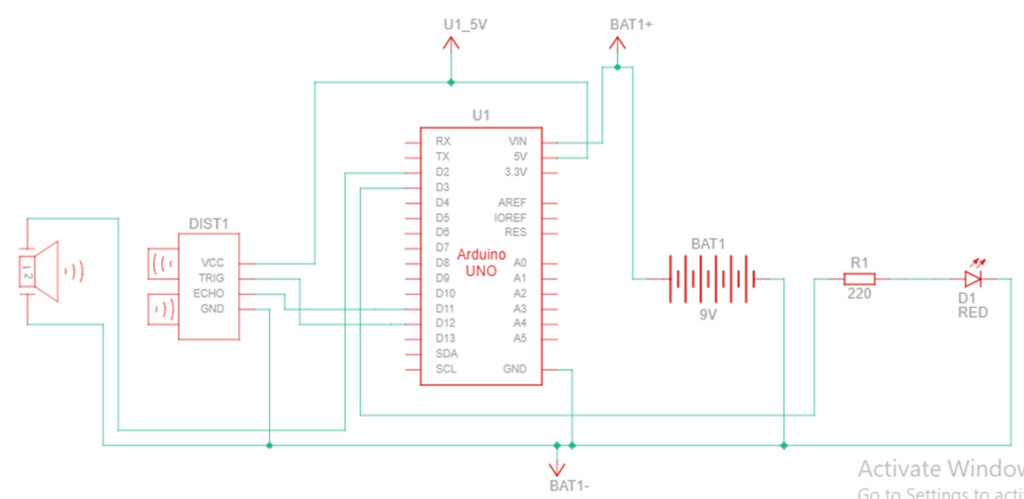 CIRCUIT DIAGRAM FORM ARDUINO WITH ULTRASONIC SENSOR 2